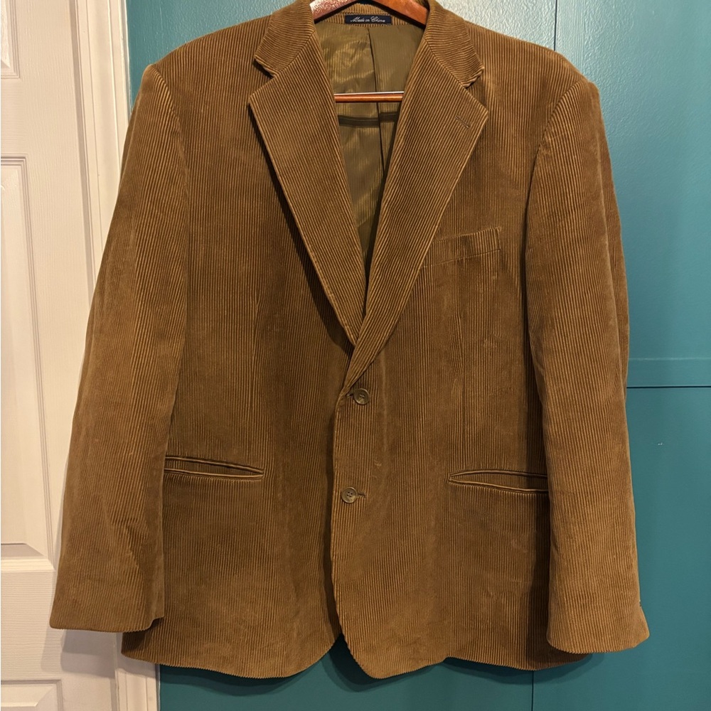 J. G. Hook Men's Tan Corduroy Blazer 48L 100% Cotton Shell
